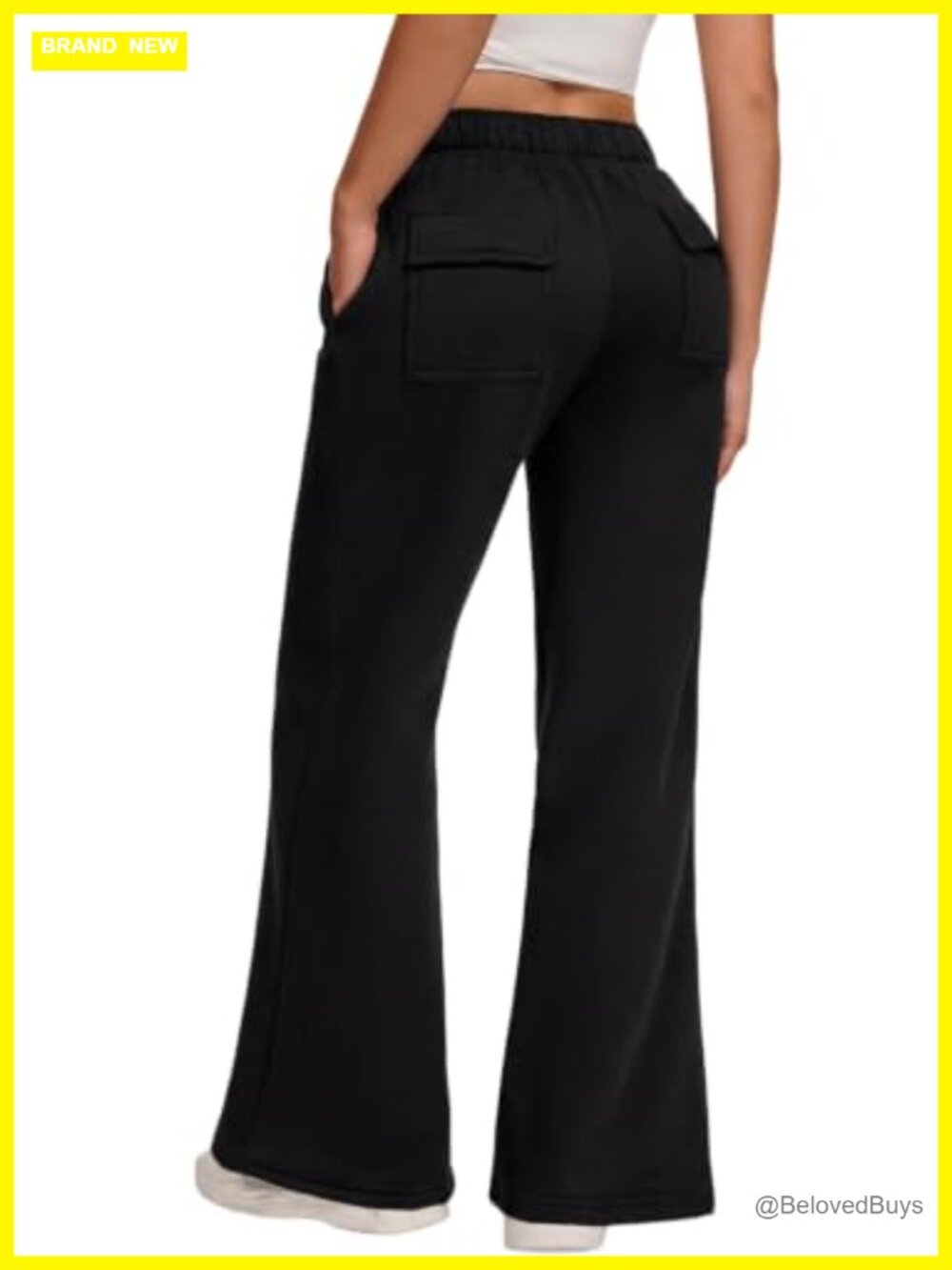 Flare Wide Leg Fleece Lined Sweatpants with Back Pockets Lounge